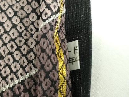 平和屋着物●六通柄袋帯　唐織　枝葉文　黒地　正絹　逸品　DABD1120ps