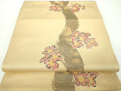 平和屋着物●桝屋高尾　六通柄　本袋帯　槍梅　金糸　正絹　逸品　DABD1125ps