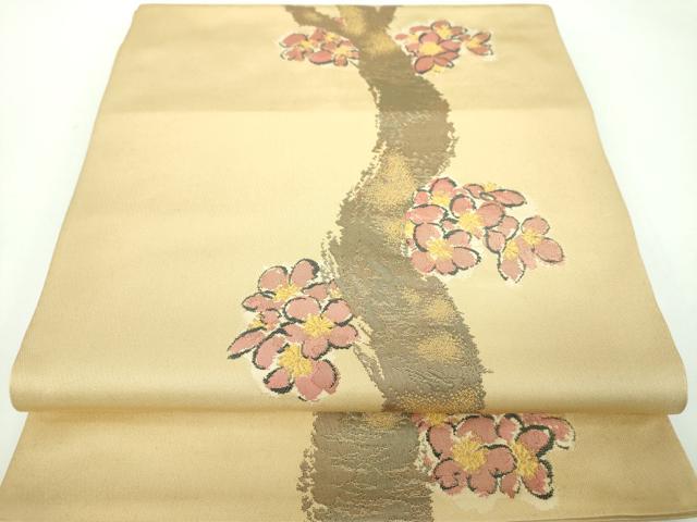 平和屋着物●桝屋高尾　六通柄　本袋帯　槍梅　金糸　正絹　逸品　DABD1125ps