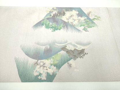 平和屋着物●西陣　じゅらく謹製　爪掻き本綴れ　太鼓柄袋帯　聚匠綴　山水図　金銀糸　やまと誂製　証紙付き　正絹　逸品　DABD1129ps