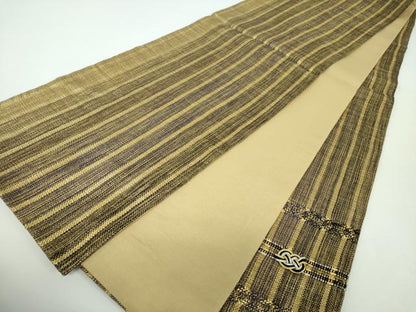 平和屋着物●ひなや工房　くむ・あむ・おる　伊豆蔵明彦　太鼓柄袋帯　結び紐　間道　金銀糸　正絹　逸品　DABD1132ps