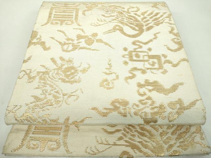 平和屋着物●全通柄　本袋帯　龍村平蔵柄　嘉鶴金華山文錦　金糸　正絹　逸品　DABD1135ps