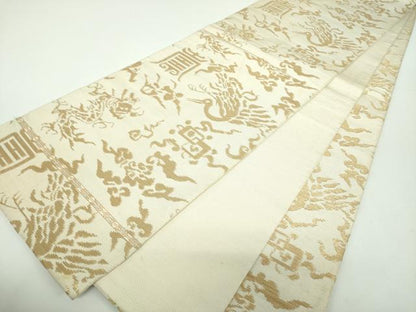 平和屋着物●全通柄　本袋帯　龍村平蔵柄　嘉鶴金華山文錦　金糸　正絹　逸品　DABD1135ps