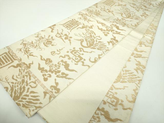 平和屋着物●全通柄　本袋帯　龍村平蔵柄　嘉鶴金華山文錦　金糸　正絹　逸品　DABD1135ps