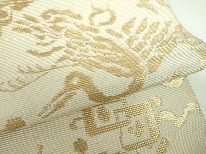 平和屋着物●全通柄　本袋帯　龍村平蔵柄　嘉鶴金華山文錦　金糸　正絹　逸品　DABD1135ps