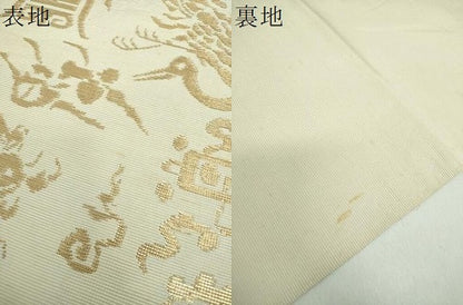 平和屋着物●全通柄　本袋帯　龍村平蔵柄　嘉鶴金華山文錦　金糸　正絹　逸品　DABD1135ps