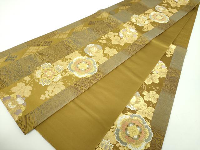 平和屋着物●西陣　じゅらく謹製　六通柄袋帯　唐織　黄金絲　流水花間道　金糸　正絹　24ｋ　逸品　DABD1137ps