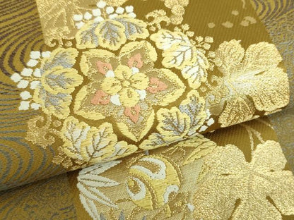 平和屋着物●西陣　じゅらく謹製　六通柄袋帯　唐織　黄金絲　流水花間道　金糸　正絹　24ｋ　逸品　DABD1137ps