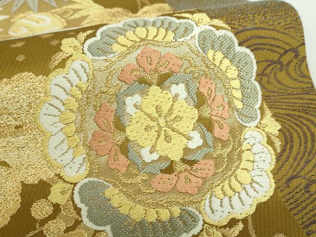 平和屋着物●西陣　じゅらく謹製　六通柄袋帯　唐織　黄金絲　流水花間道　金糸　正絹　24ｋ　逸品　DABD1137ps