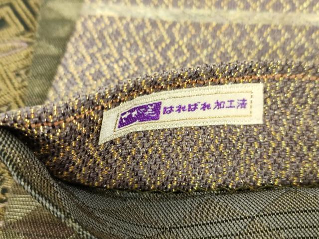平和屋着物●極上　両面　全通柄袋帯　金華山織　横段七宝文　金糸　さが美扱い　正絹　逸品　DABD1145ps