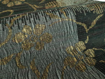 平和屋着物●六通柄袋帯　櫛織り　名物裂　笹蔓緞子　金糸　正絹　逸品　DABD1146ps