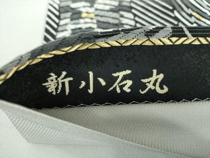 平和屋着物●六通柄袋帯　唐織　松煙染　新小石丸　渦巻　金糸　正絹　逸品　DABD1149ps