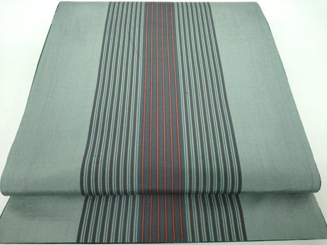 平和屋着物●両面　全通柄袋帯　紬地　杢目絞り　横段文　正絹　逸品　DABD1151ps