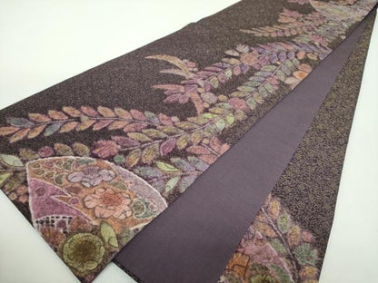 平和屋着物●六通柄袋帯　絞り　辻が花　金通し地　正絹　逸品　DABD1153ps