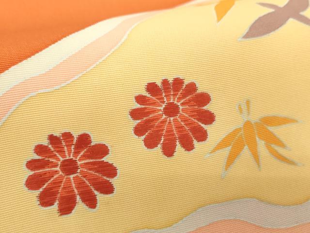 平和屋着物▼塩瀬　九寸名古屋帯　刺繍　道長花鳥文　正絹　逸品　DABD1167ps