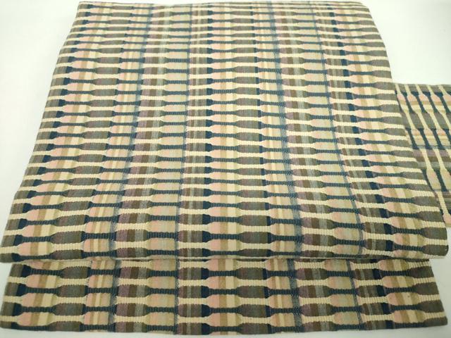 平和屋着物●全通柄　九寸名古屋帯　めがね織　変わり間道　正絹　逸品　未使用　DABD1168ps