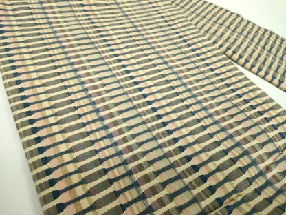 平和屋着物●全通柄　九寸名古屋帯　めがね織　変わり間道　正絹　逸品　未使用　DABD1168ps