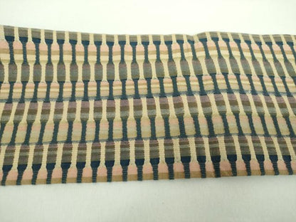 平和屋着物●全通柄　九寸名古屋帯　めがね織　変わり間道　正絹　逸品　未使用　DABD1168ps