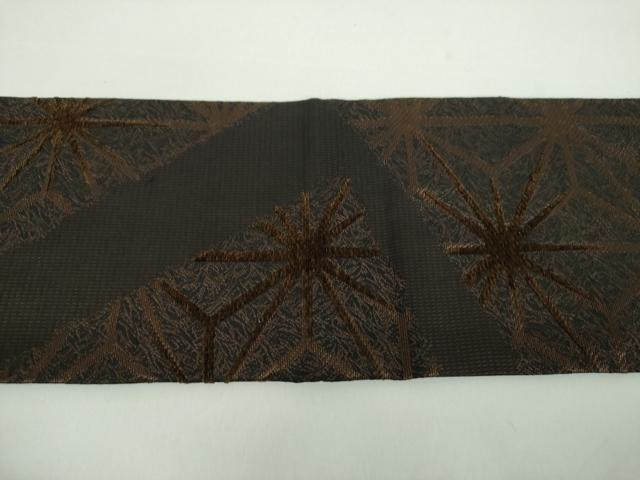 平和屋着物●九寸名古屋帯　モール　麻の葉文様　正絹　逸品　DABD1177ps