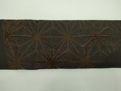 平和屋着物●九寸名古屋帯　モール　麻の葉文様　正絹　逸品　DABD1177ps