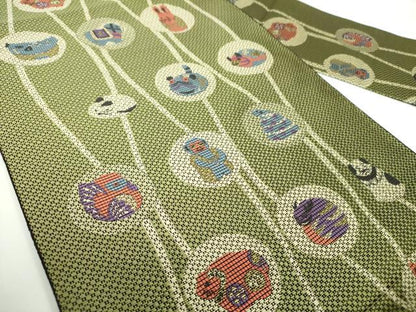 平和屋着物●本場筑前博多織　八寸名古屋帯　十二支　干支　金糸　正絹　逸品　未使用　DABD1181ps