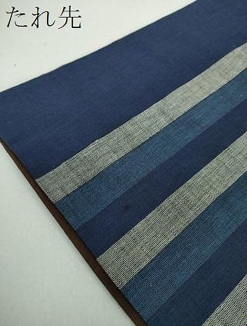 平和屋着物●太鼓柄　京袋帯　刺し子　総刺繍　花楓　鰹縞　綿　逸品　DABD1186ps