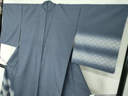 平和屋着物●訪問着　紬地　花織　横段文　正絹　逸品　未使用　DABD1199ps