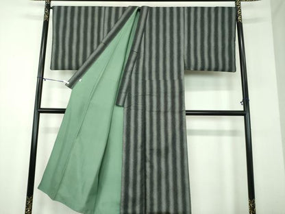 平和屋着物●男性　お召　間道　正絹　逸品　DABD1206ps