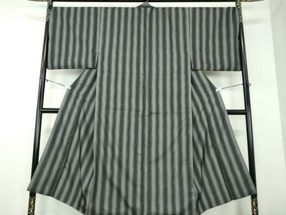 平和屋着物●男性　お召　間道　正絹　逸品　DABD1206ps