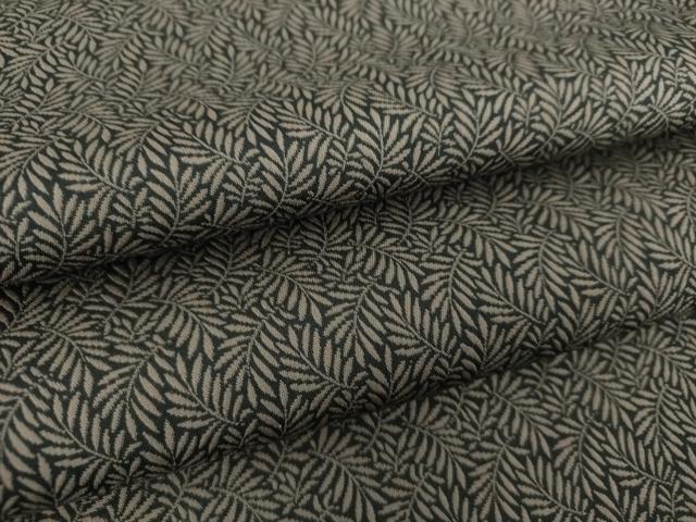 平和屋着物●男性　お召　キングサイズ　草葉文　黒地　正絹　逸品　DABD1207ps