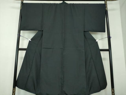 平和屋着物●男性　お召　キングサイズ　格子　正絹　逸品　DABD1213ps