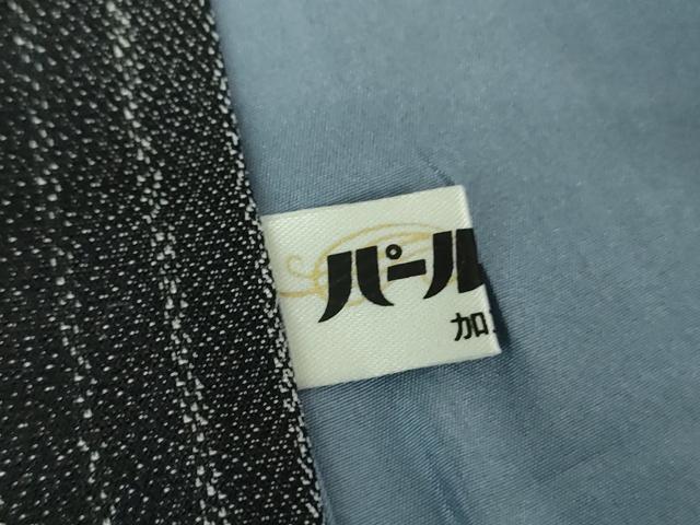平和屋着物●男性　お召　キングサイズ　間道　黒地　正絹　逸品　DABD1215ps