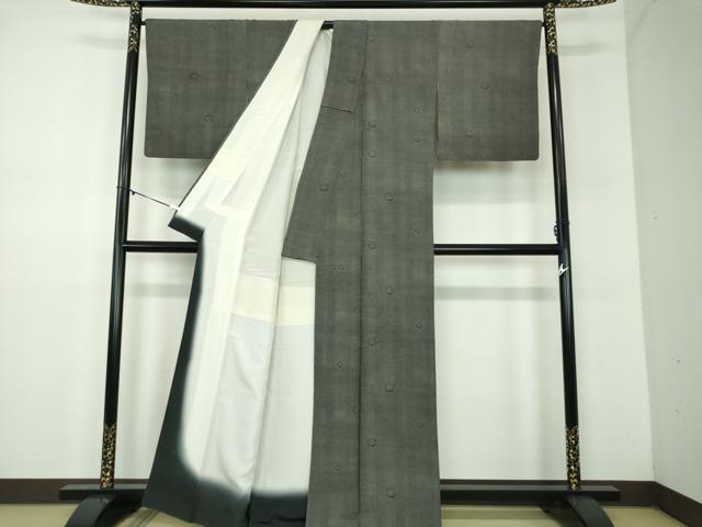 平和屋着物●江戸小紋　菊文　角通し　黒地　正絹　逸品　DABD1218ps