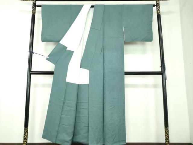 平和屋着物●上質な色無地　草葉地紋　御召茶色　正絹　逸品　DABD1222ps