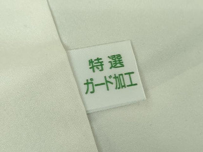 平和屋着物●上質な色無地　草葉地紋　御召茶色　正絹　逸品　DABD1222ps