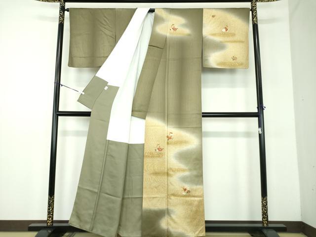 平和屋着物●訪問着　流水花文　暈し染め　金彩　工芸染織小いけ謹製　正絹　逸品　DABD1223ps