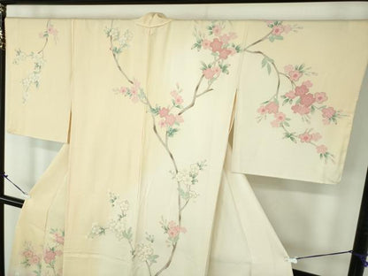 平和屋着物●中国三大刺繍　相良刺繍　訪問着　流水鴛鴦桜　暈し染め　金彩　正絹　逸品　DABD1224ps