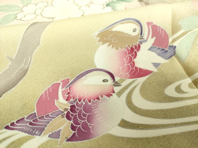 平和屋着物●中国三大刺繍　相良刺繍　訪問着　流水鴛鴦桜　暈し染め　金彩　正絹　逸品　DABD1224ps