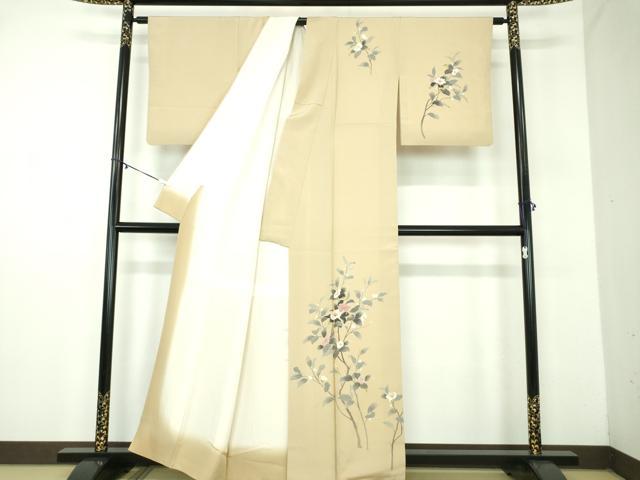 平和屋着物●訪問着　友禅　作家物　枝花文　正絹　逸品　DABD1226ps