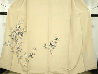 平和屋着物●訪問着　友禅　作家物　枝花文　正絹　逸品　DABD1226ps