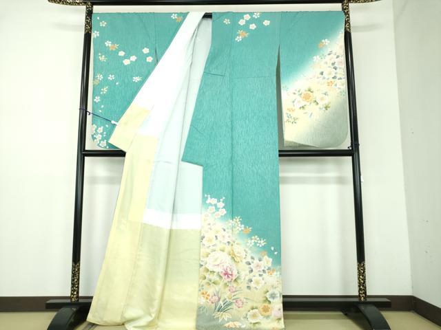平和屋着物●小振袖　二尺袖　吉祥花文　暈し染め　金彩　正絹　逸品　DABD1228ps
