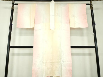 平和屋着物●上質な長襦袢　無双仕立て　草花地紋　暈し染め　正絹　逸品　未使用　DABD1229ps