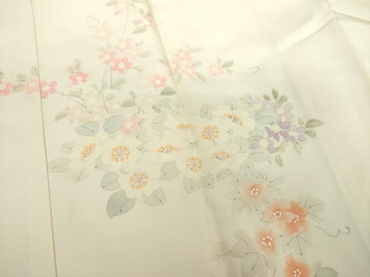 平和屋着物●上質な長襦袢　袷　手描き　草花文　暈し染め　正絹　逸品　未使用　DABD1240ps