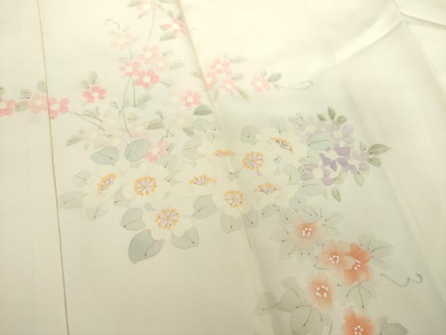 平和屋着物●上質な長襦袢　袷　手描き　草花文　暈し染め　正絹　逸品　未使用　DABD1240ps