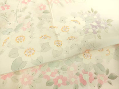平和屋着物●上質な長襦袢　袷　手描き　草花文　暈し染め　正絹　逸品　未使用　DABD1240ps