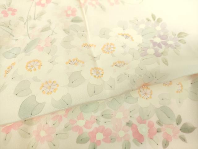 平和屋着物●上質な長襦袢　袷　手描き　草花文　暈し染め　正絹　逸品　未使用　DABD1240ps