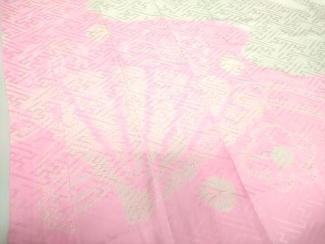 平和屋着物●振袖用長襦袢　袷　半衿刺繍　絞り　扇面梅文　正絹　逸品　DABD1243ps