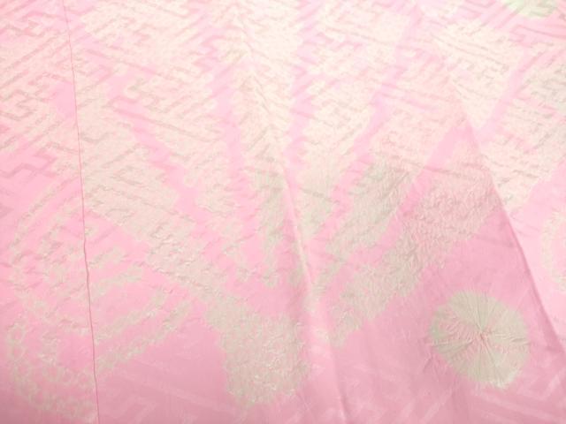 平和屋着物●振袖用長襦袢　袷　半衿刺繍　絞り　扇面梅文　正絹　逸品　DABD1243ps