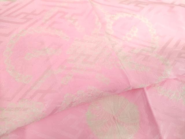 平和屋着物●振袖用長襦袢　袷　半衿刺繍　絞り　扇面梅文　正絹　逸品　DABD1243ps