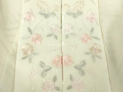 平和屋着物●振袖用長襦袢　袷　半衿刺繍　絞り　扇面梅文　正絹　逸品　DABD1243ps